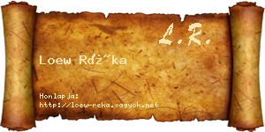 Loew Réka névjegykártya